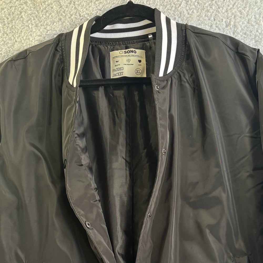 Ci Soon Padded Full Zip Bomber Jacket Black Size XL  Vintage Look, Warm , Snaps